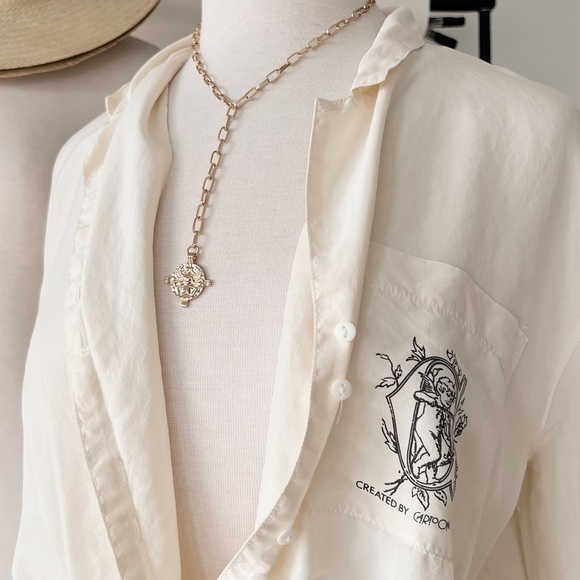 Tops - 1988 VINTAGE SILK CHERUB POCKET BLOUSE
